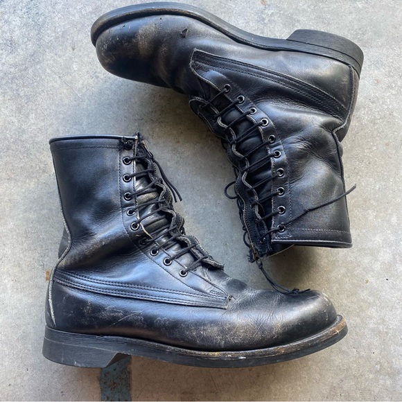 Vintage 60s Chippewa Alert Zip Boots Black Air Force Pilot Combat Vietnam 10 D - Picture 1 of 11